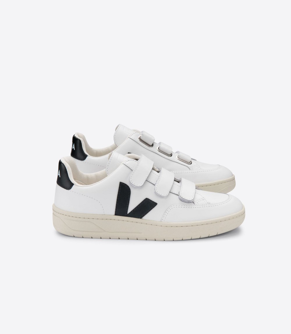 Veja Trainers Mens White/Black - V-lock Leather - DMHE-12745